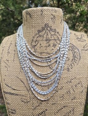 Vintage 1960s Eloxel Graduated Multistand Gold Silver Tone Chain Rare Necklace